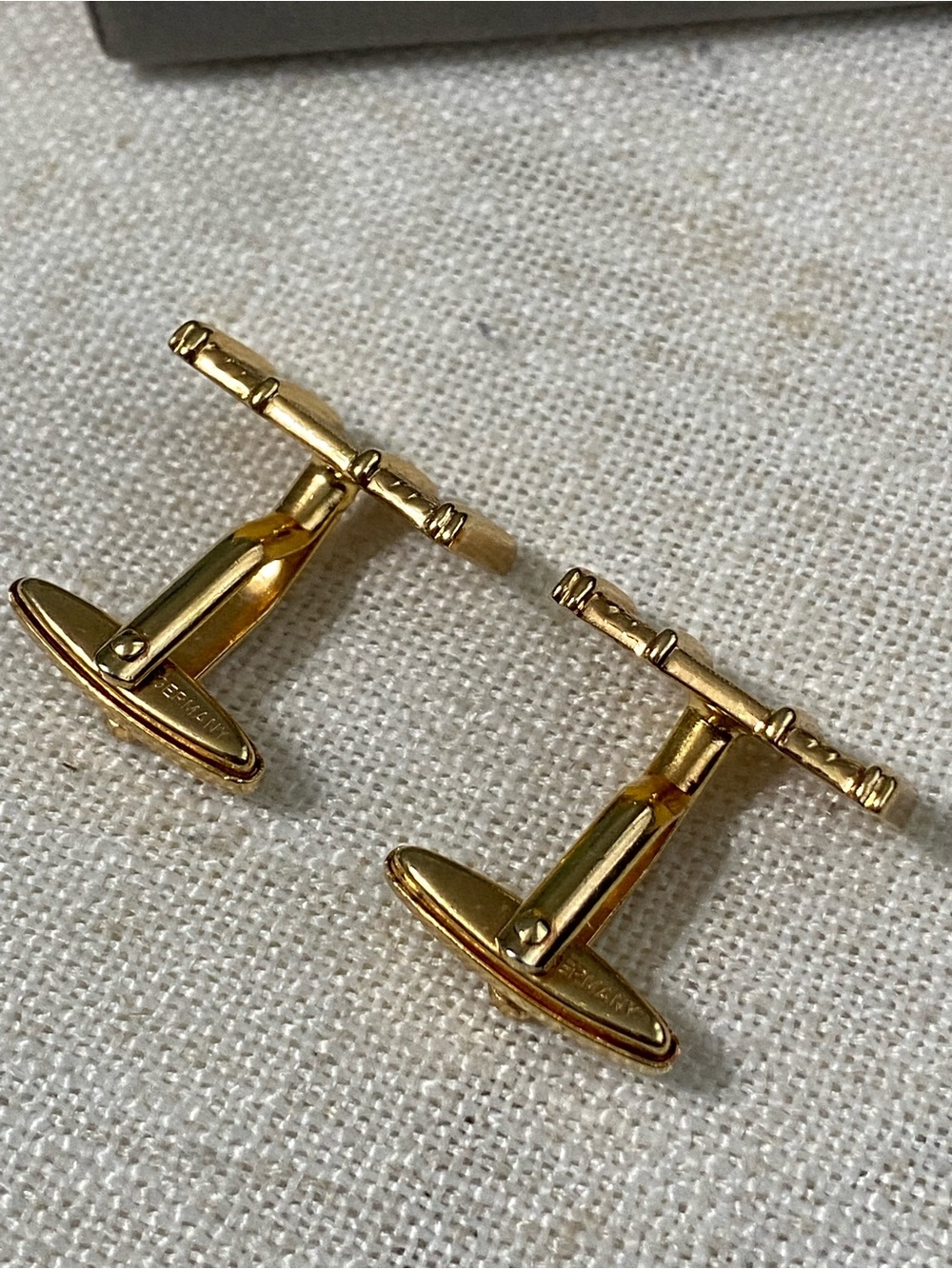 LKNW Vintage Christian Dior Cufflinks with Box Gold Tone Logo Basketweave - Picture 7 of 12